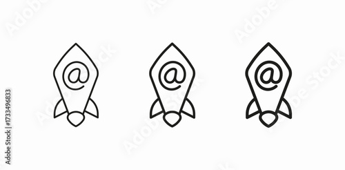 email address rocket icon sign vector
