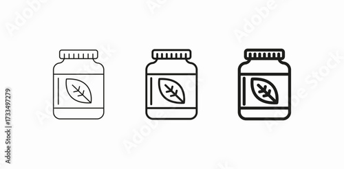 herbal supplement bottle icon sign vector