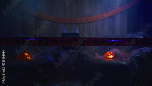Halloween Pumpkin Crime Scene with Scary Tape