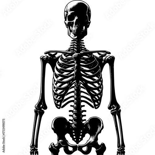Anatomy: A Detailed View of the Human Skeleton in black and white, offering a captivating insight into the human form.