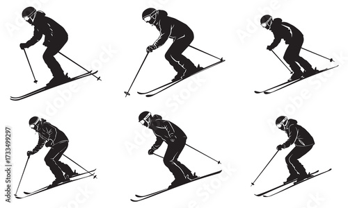 Skiing Techniques for Beginners Guide Silhouette