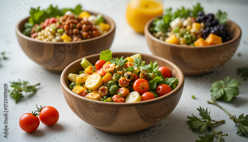 Vibrant Fresh Salad Bowls Bursting with Healthy Ingredients