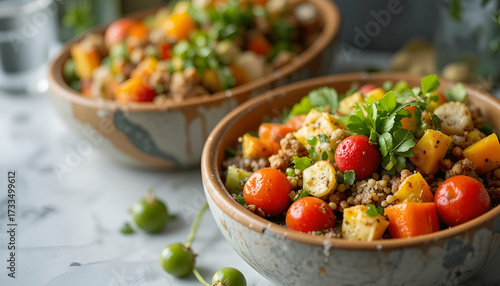 Delicious Quinoa Salad with Fresh Vegetables and Savory Toppings