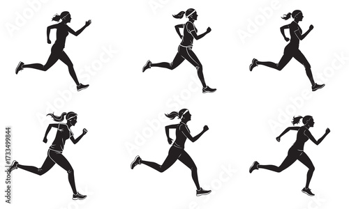 Women Running Silhouette Vector Collection 