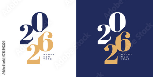 Happy New Year 2026 modern typography logo greeting design