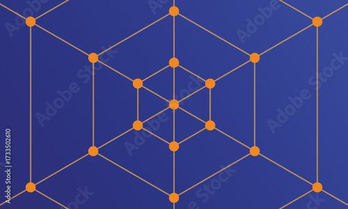Abstract technology element on a blue background. Communication element. Hexagon element. Connect circle coordinates