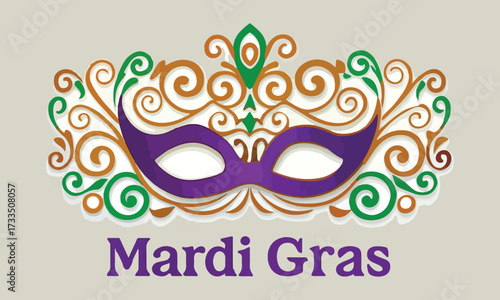 Mardi Gras Masks – Carnival Costume Party Masquerade Decor in Purple, Green, and Gold
