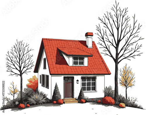 winter landscape with house