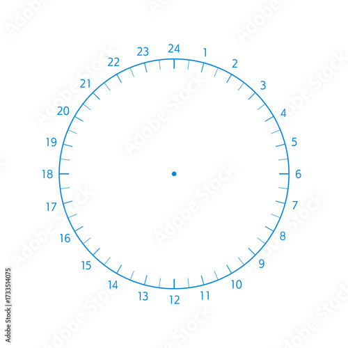 1-24の数字とアナログ時計のテンプレート - 一日･24時間のスケジュールやログ、円グラフの素材