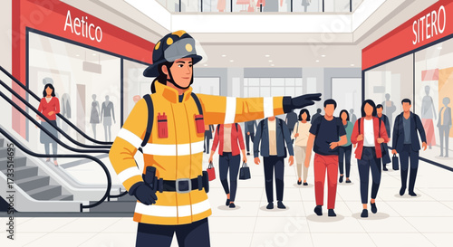 Emergency Response: Guiding shoppers to safety during a mall evacuation drill