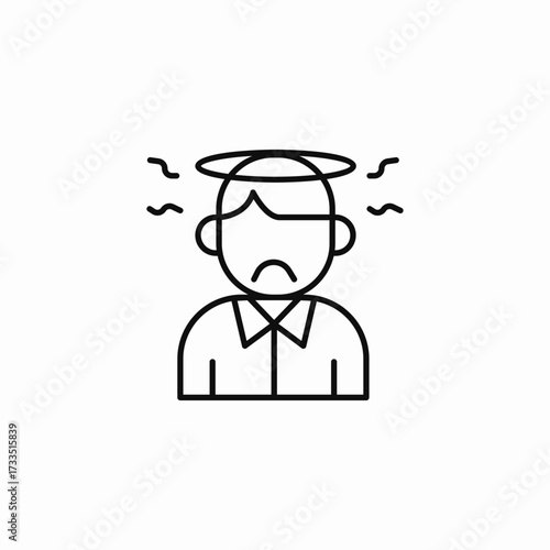 dizzy sad headache icon sign vector