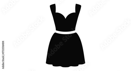Elegant Black Dress Silhouette with Sweetheart Neckline and Fitted Waist Design