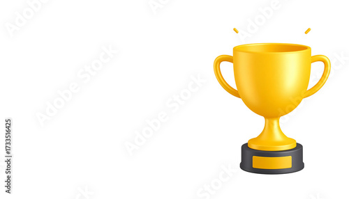 Cartoon illustration of a golden trophy cup isolated on white background