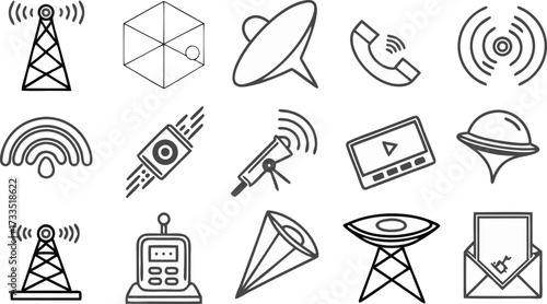 Modern communication signals and broadcasting icons offer a sleek design for technology, media, and telecom projects looking for a contemporary edge