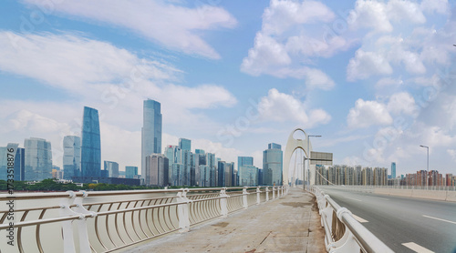 Skyline of Modern Urban Architecture and Street View of Commercial Streets in Guangzhou, Guangdong Province, China On March 5th, 2022
