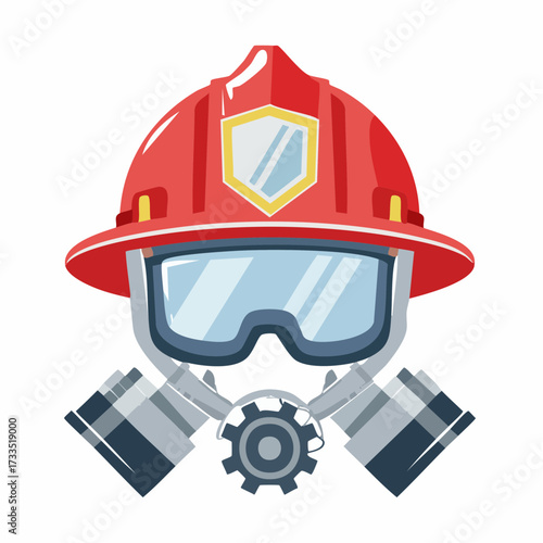 Portrait of a brave firefighter in full protective gear, including helmet, mask, and uniform, embodying the concept of emergency public service