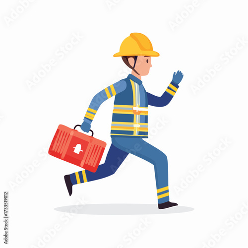 First Responder Carrying Medical Kit in an Emergency Response Situation