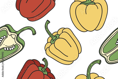 seamless background with colorful capsicum