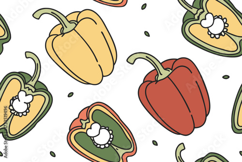 seamless background with colorful capsicum