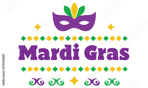 Mardi Gras Graphics – Carnival Masks, Hats, Feathers, Drums, Bows & Party Decorations in Purple, Green, and Gold