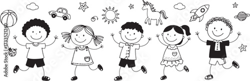 Playful children s toys and amusement park scene