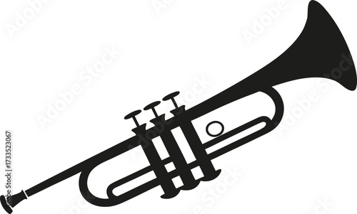 Vector art of black silhouette of a trumpet