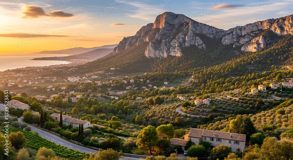 Obraz premium Italian Hillside Sunset View.