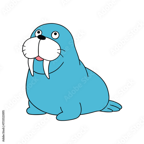 Vector art of cute cartoon walrus with tusks