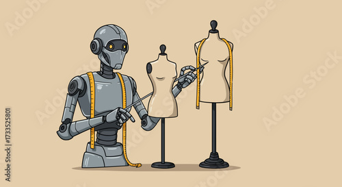 Robotic Tailor Measuring Mannequins with Precision and Care.