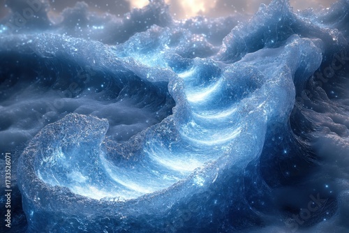 Blue and white swirl in the sky.