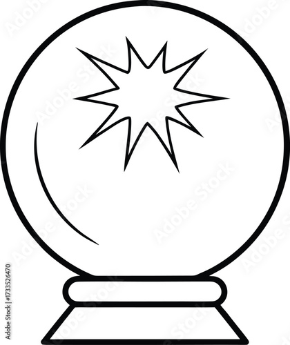 mystical crystal ball with energy rays illustration on transparent background