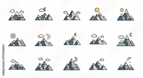 icon sheet vector mountain