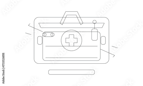 First Aid Kit Outline Unique Vector – Emergency Medical and Healthcare Illustration
