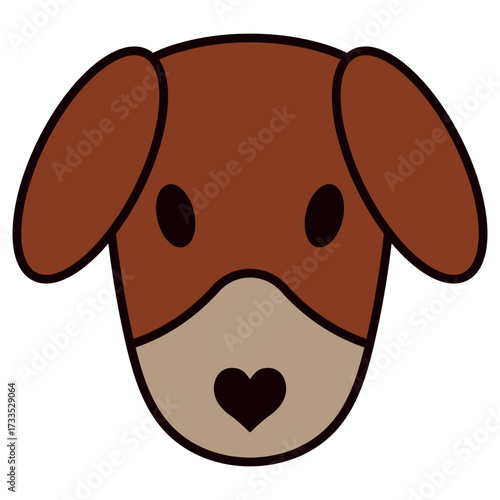 Cartoon Dog Face with Heart...