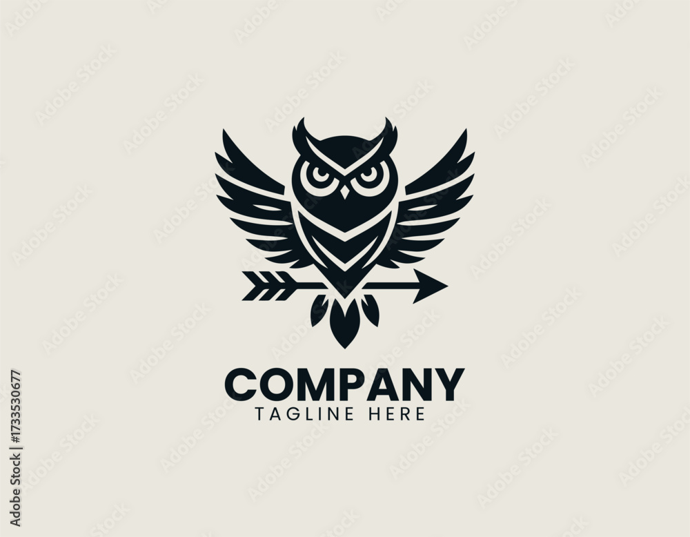 Fototapeta premium Owl Arrow vector logo illustration
