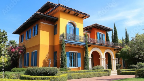 Mediterranean Dream House: Sun-Kissed Villa with Blue Shutters