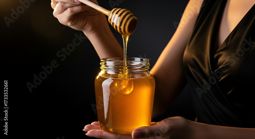 Elegant Woman Holding Jar