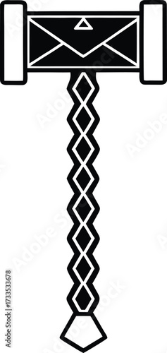 norse thor hammer glowing with runes illustration on transparent background