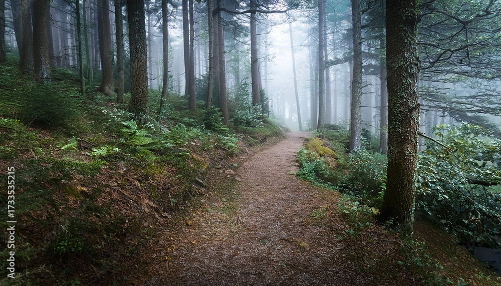 Obraz premium Misty Forest Pathway