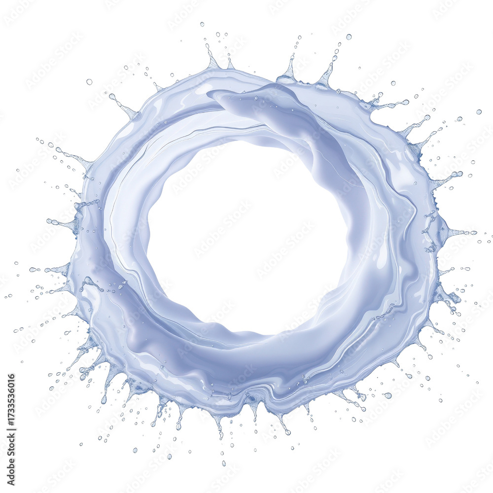 Obraz premium Luminous lavender-blue water splash creating a circular frame effect 