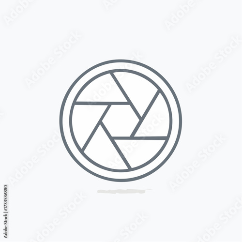 Aperture icon, camera lens diaphragm symbol, photography concept.