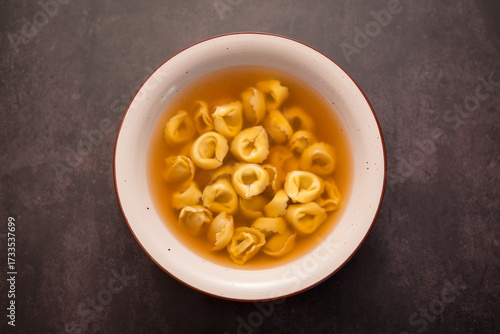 Italian tortellini in brodo traditional pasta dish