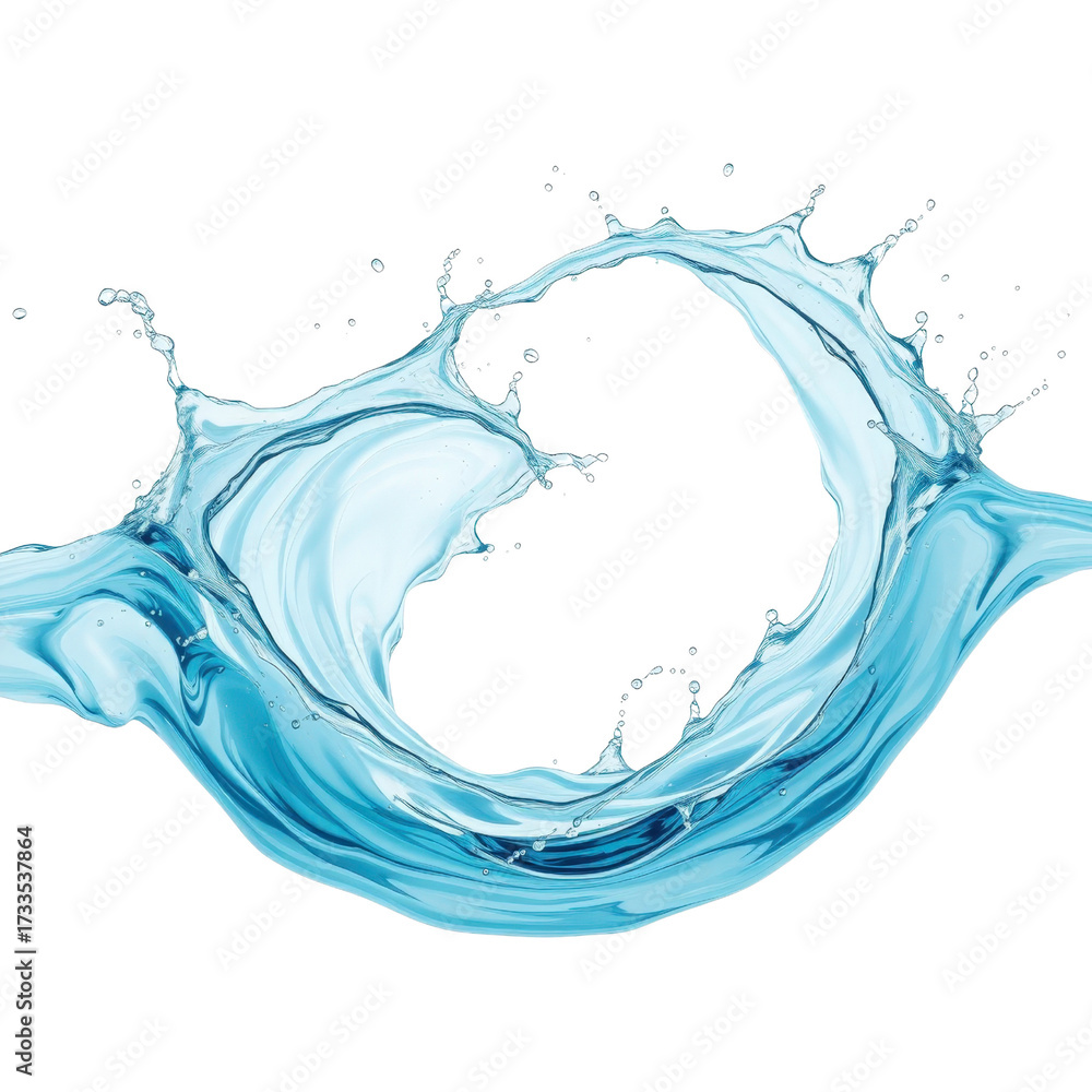 Obraz premium Water splash forming a circular shape on white background 