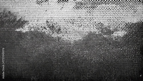 Black White Aged Newspaper Halftone Abstract Dotted Background And Texture