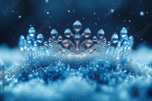 Snow-covered crown against a blue background.