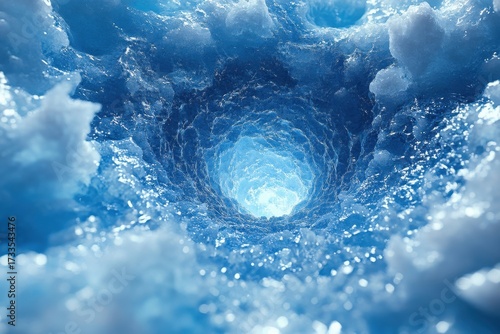 Blue sky with fluffy white clouds.