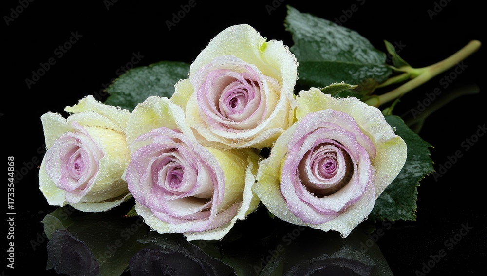 Obraz premium Pale rose bouquet; light yellow edges on petals
