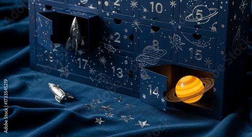 Space themed advent calendar with planets stars rockets creative Christmas countdown decoration
