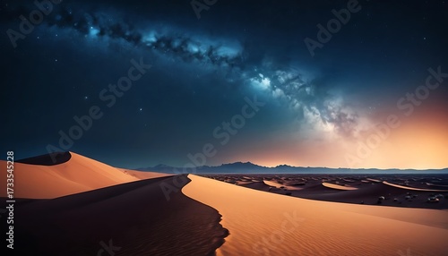 Dramatic views of sunrise or sunset over the vast desert landscape