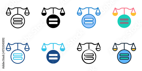 Equality sign icon set multiple style collection 
